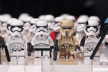 Rusya, 16 Mayıs 2018. Oluşturucu Lego Star Wars. Mini-Fırtına destan farklı bölümlerini gelen askerlerin isimlerinden