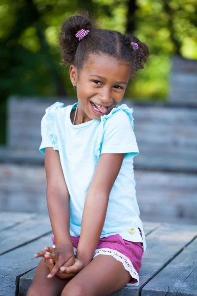 Close Portrait Pretty Mixed Race African American Little Girl — Stock Photo, Image