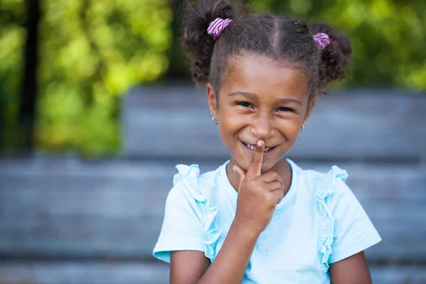 Close Portrait Pretty Mixed Race African American Little Girl — Stock Photo, Image