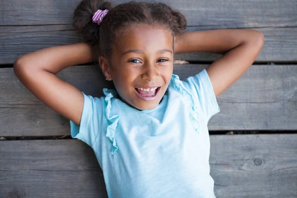 Close Portrait Pretty Mixed Race African American Little Girl — Stock Photo, Image
