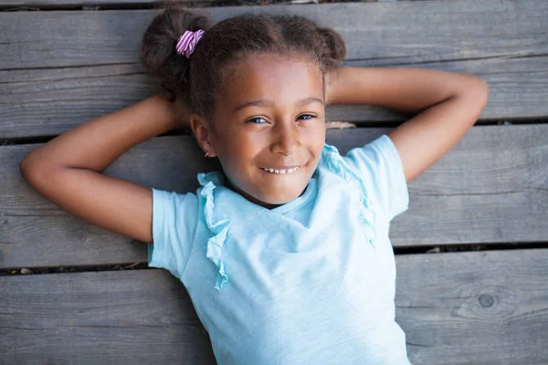 Close Portrait Pretty Mixed Race African American Little Girl — Stock Photo, Image