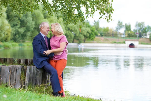 Una Pareja Ancianos Paseo Por Parque Rural —  Fotos de Stock