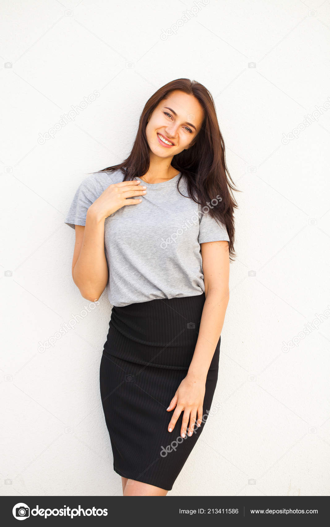 black t shirt and skirt