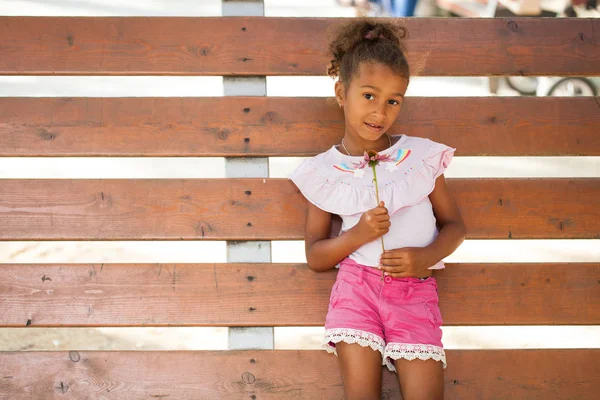 Close Portrait Pretty Mixed Race African American Little Girl — Stock Photo, Image