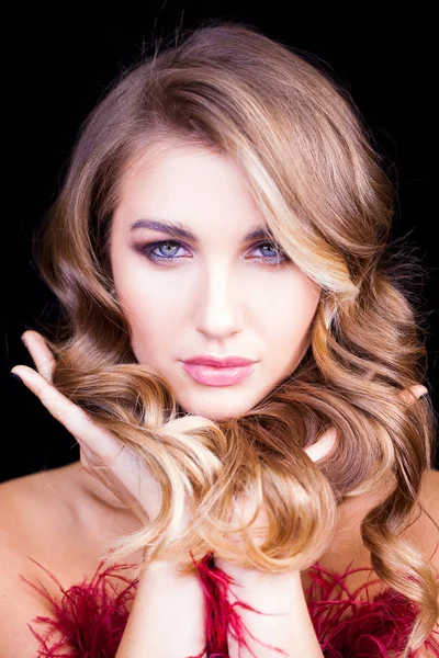 Portrait Femme Luxe Avec Des Cheveux Parfaits Modèle Blond Maquillage — Photo