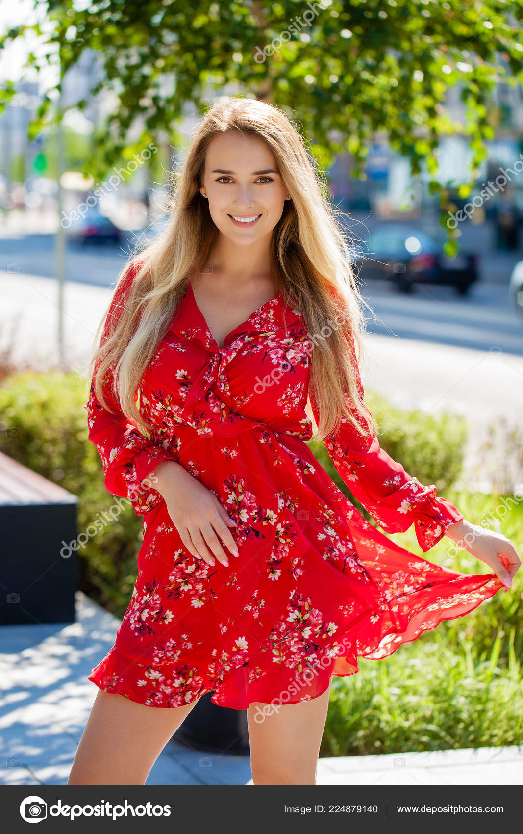 Ladies red summer dress 2025