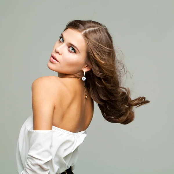 Ombros Nus Volta Retrato Beleza Jovem Mulher Loira Atraente — Fotografia de Stock