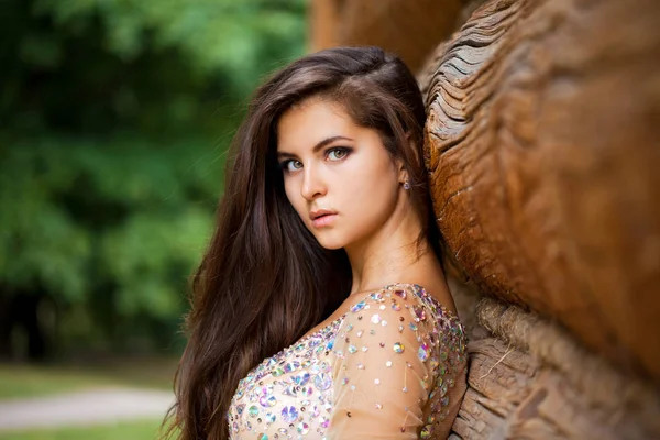 Beautiful young woman in sexy dress — Stock Photo, Image