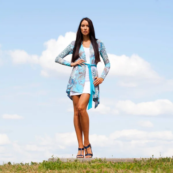 Retrato Pleno Crecimiento Mujer Joven Atractiva Vestido Sexual —  Fotos de Stock