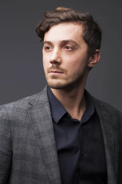 Studio Portrait Young Man Dark Background — Stock Photo, Image