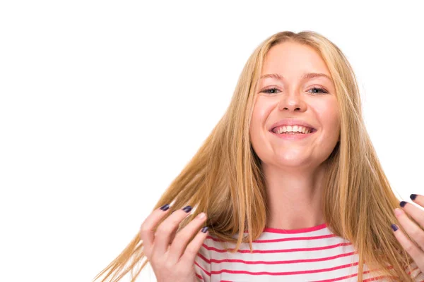 Porträt Aus Nächster Nähe Von Jungen Schönen Glücklichen Blonden Frau — Stockfoto