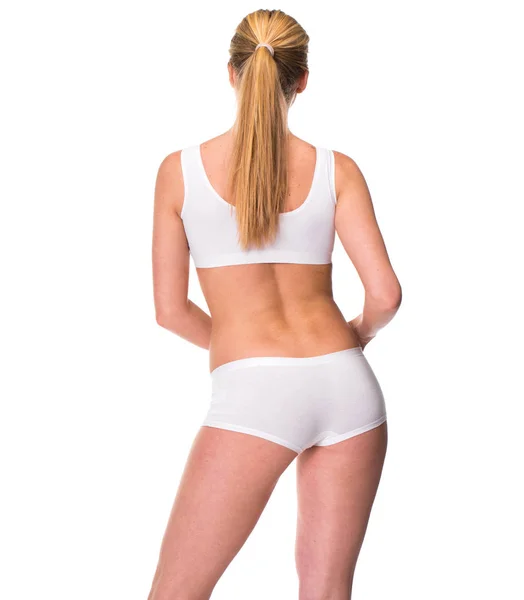 Fit Menina Desportiva Posando Sobre Fundo Escuro Esporte Fitness Dieta — Fotografia de Stock