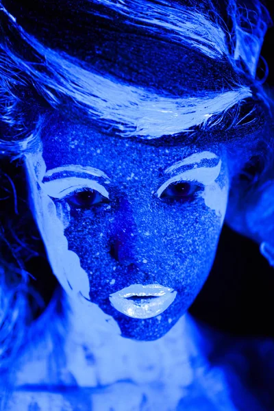 Portrait Young Girl Painted Ultraviolet Paint — Stock Photo, Image