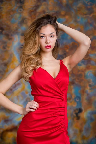 Chica Muy Sexy Sensual Con Pelo Rubio Labios Rojos —  Fotos de Stock