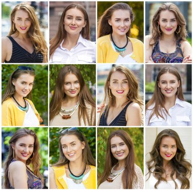 Güzel genç sarışın kadınların kolaj