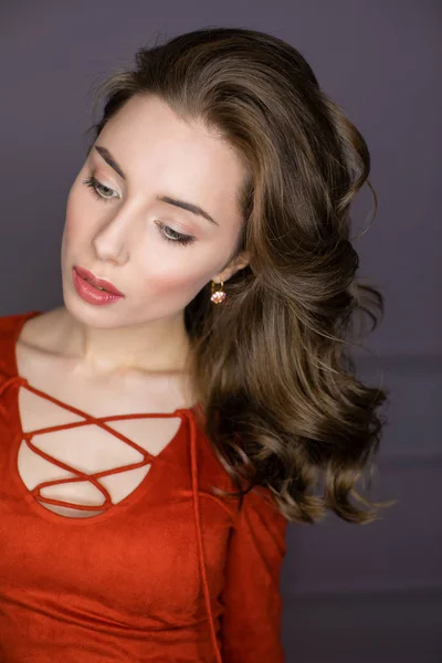 Estudio Retrato Mujer Joven Con Efecto Flash Anillo Lámpara Círculo —  Fotos de Stock