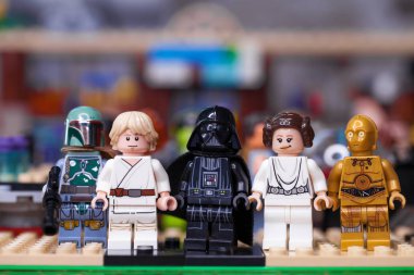 Rus, Samara - 24 Ocak 2019. LEGO Star Wars. Çeşitli karakterler minifigures yıldız savaşları 