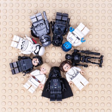 Rus, Samara - 24 Ocak 2019. LEGO Star Wars. Çeşitli karakterler minifigures yıldız savaşları 