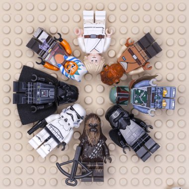 Rus, Samara - 24 Ocak 2019. LEGO Star Wars. Çeşitli karakterler minifigures yıldız savaşları 