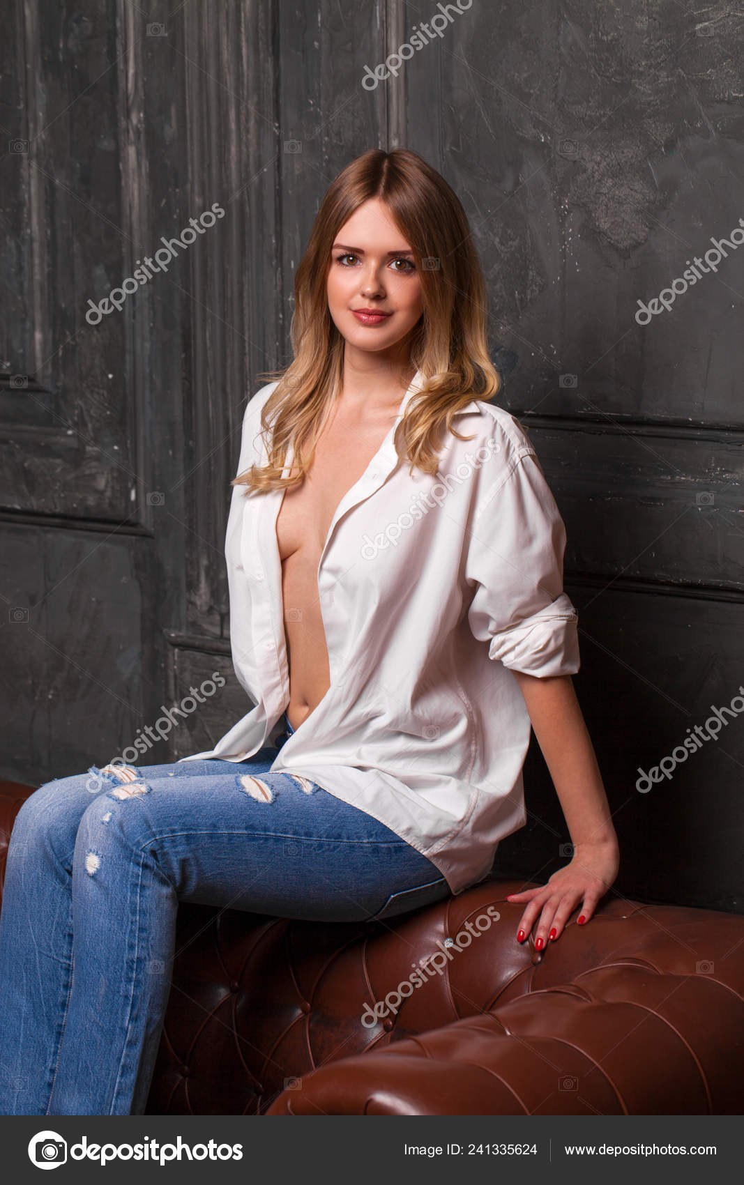 Fashion Shoot Young Sexy Woman Blue Jeans White Shirt Dark Stock Photo By C Arkusha Fashion Shoot Young Sexy Woman Blue Jeans White Shirt Dark Stock Photo By C Arkusha