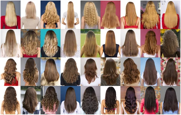 Collage Different Types Female Hair Style — Stock Photo, Image