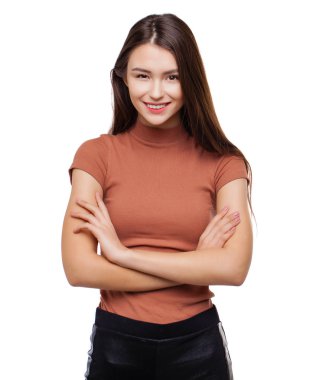 Mutlu güzel esmer kadın