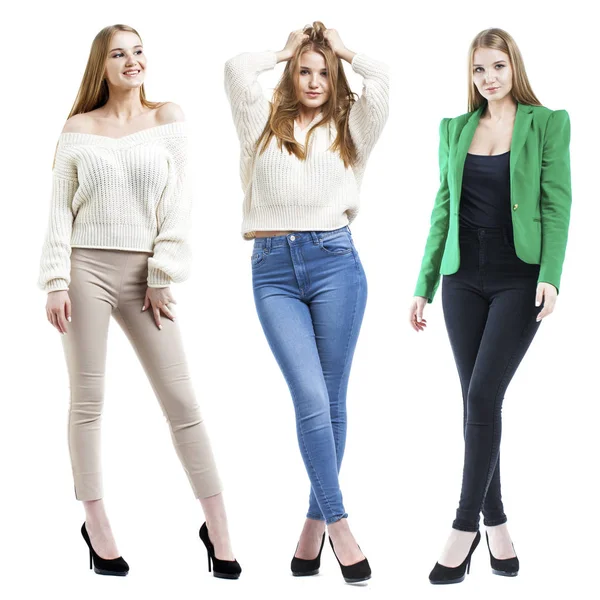 Drie blonde maniermodellen collage — Stockfoto