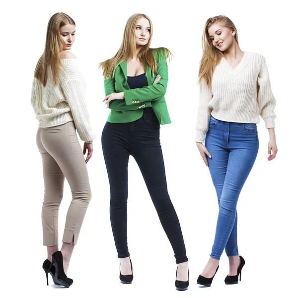 Drie blonde maniermodellen collage — Stockfoto