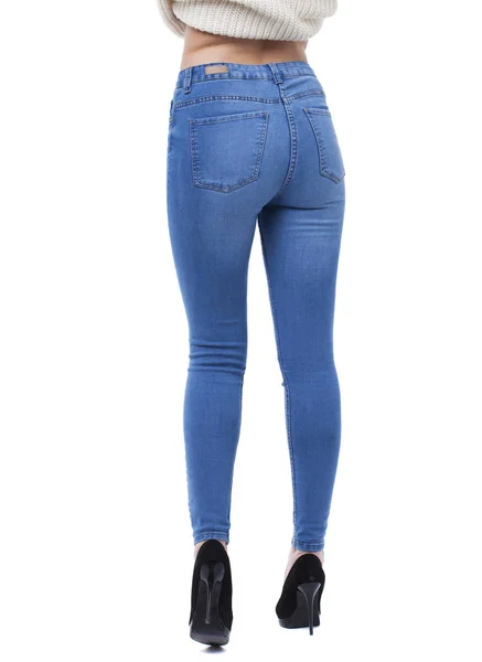 Ženské tělo část modré džíny — Stock fotografie