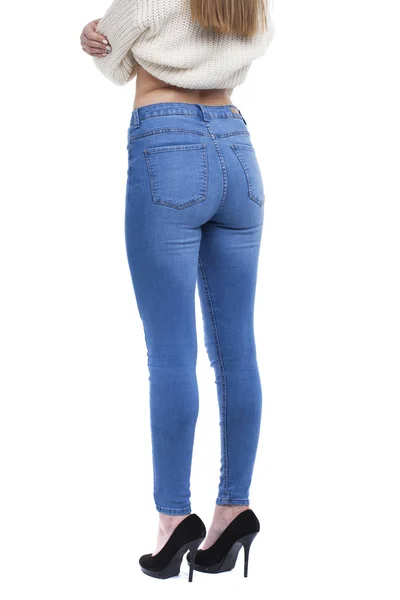 Corpo feminino parte jeans jeans jeans — Fotografia de Stock