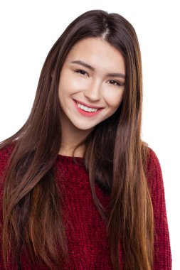 Mutlu güzel esmer kadın