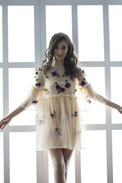 Portrait of a young beautiful girl in a dress — Stock Photo, Image