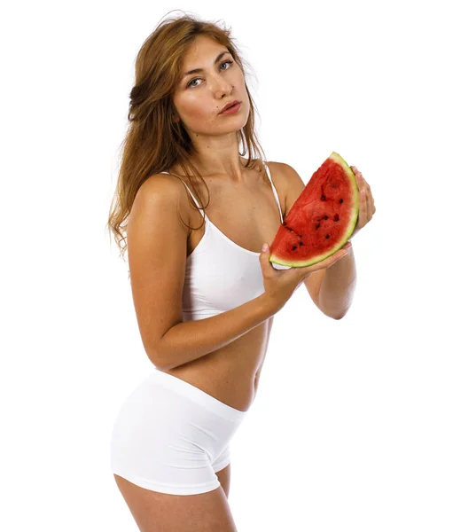 Fitness kost, skiva vattenmelon — Stockfoto