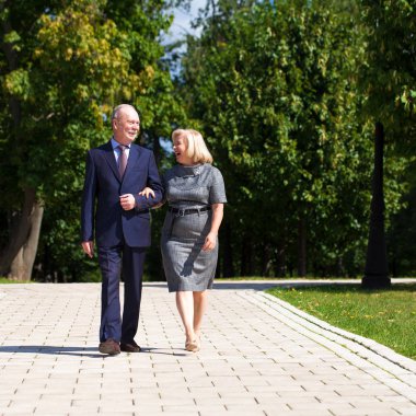 Yaz aylarında Park'ta yürüyordunuz üst düzey Çift