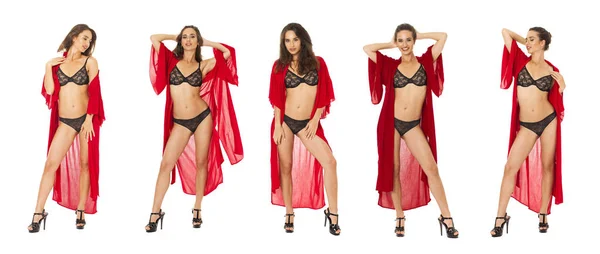 Collage van vijf sexy vrouwen — Stockfoto