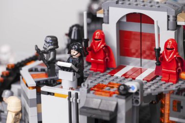 Rusya, 05 Nisan 2019. Oluşturucu Lego ev yapımı askeri üs,