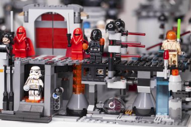 Rusya, 05 Nisan 2019. Oluşturucu Lego ev yapımı askeri üs,