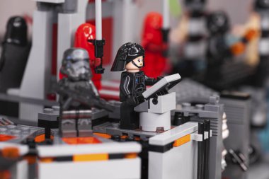 Rusya, 05 Nisan 2019. Oluşturucu Lego ev yapımı askeri üs,