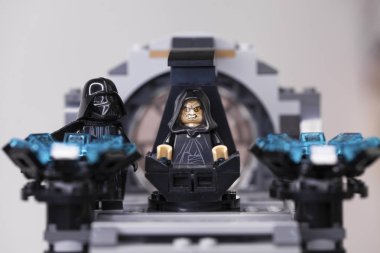 Rusya, 05 Nisan 2019. Oluşturucu Lego ev yapımı askeri üs,