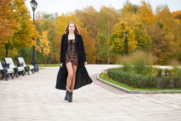 Una hermosa chica rubia en un parque de otoño —  Fotos de Stock
