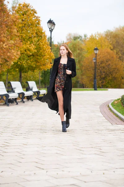 Una hermosa chica rubia en un parque de otoño —  Fotos de Stock