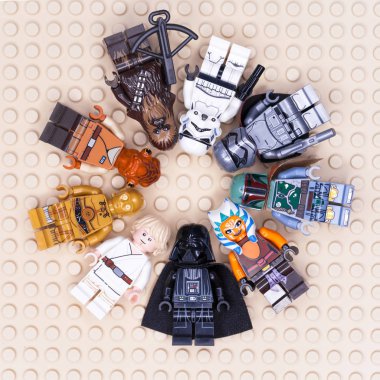 Rusça, Samara - 24 Ocak 2019. Lego Yıldız Savaşları. Mini figürler 
