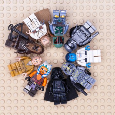 Rusça, Samara - 24 Ocak 2019. Lego Yıldız Savaşları. Mini figürler 