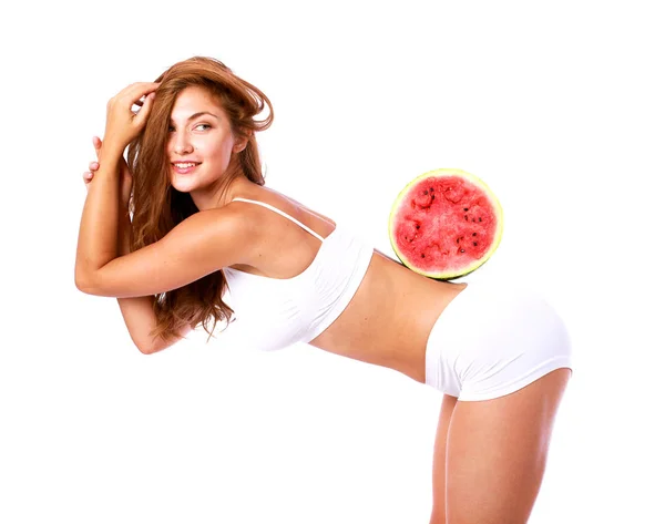 Fitness kost, skiva vattenmelon — Stockfoto