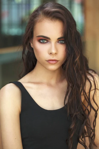 Make-up Porträt einer jungen schönen brünetten Frau — Stockfoto