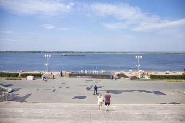 SAMARA, RUSSIA -  AUGUST 09, 2019: Embankment of the Volga River clipart