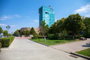 Samara, Rusya: 09 Ağustos 2019. Volga ile Samara Şehri