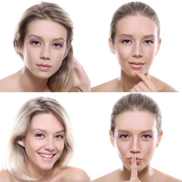 Collage quattro modelli di bellezza bionda — Foto Stock