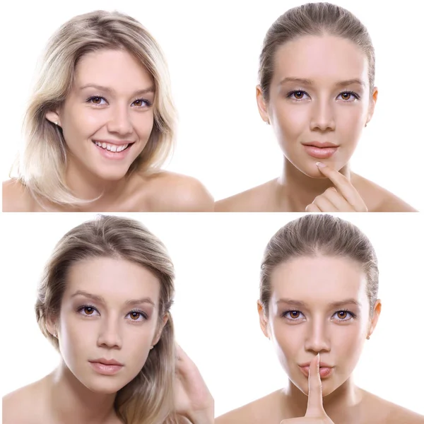 Collage quattro modelli di bellezza bionda — Foto Stock