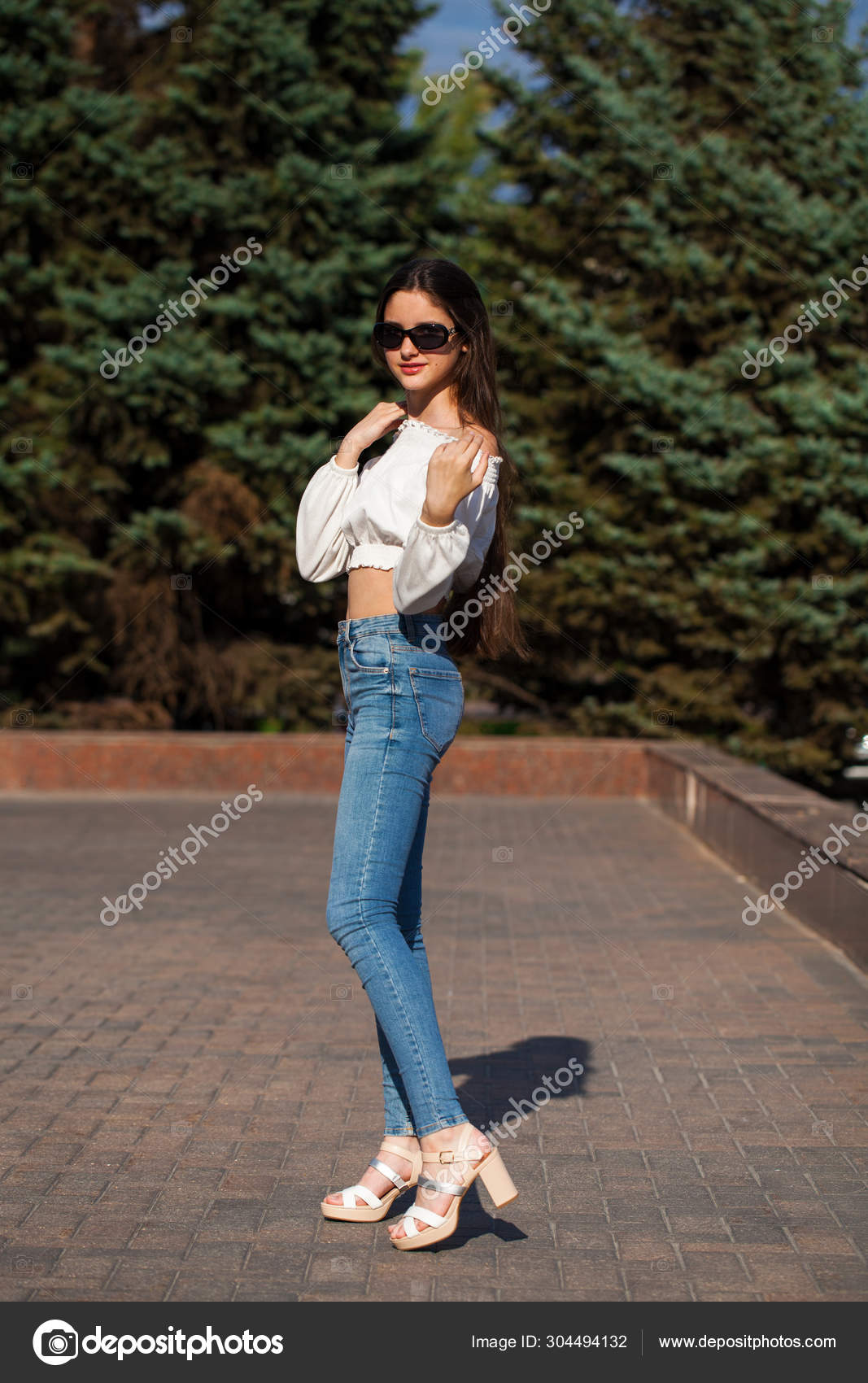 white blouse blue jeans